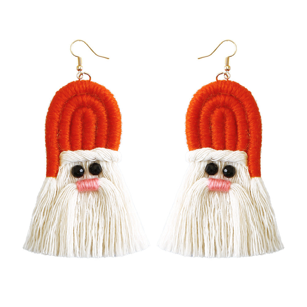 Wholesale Christmas Cartoon Bohemian Tassel Braided Handmade Earrings